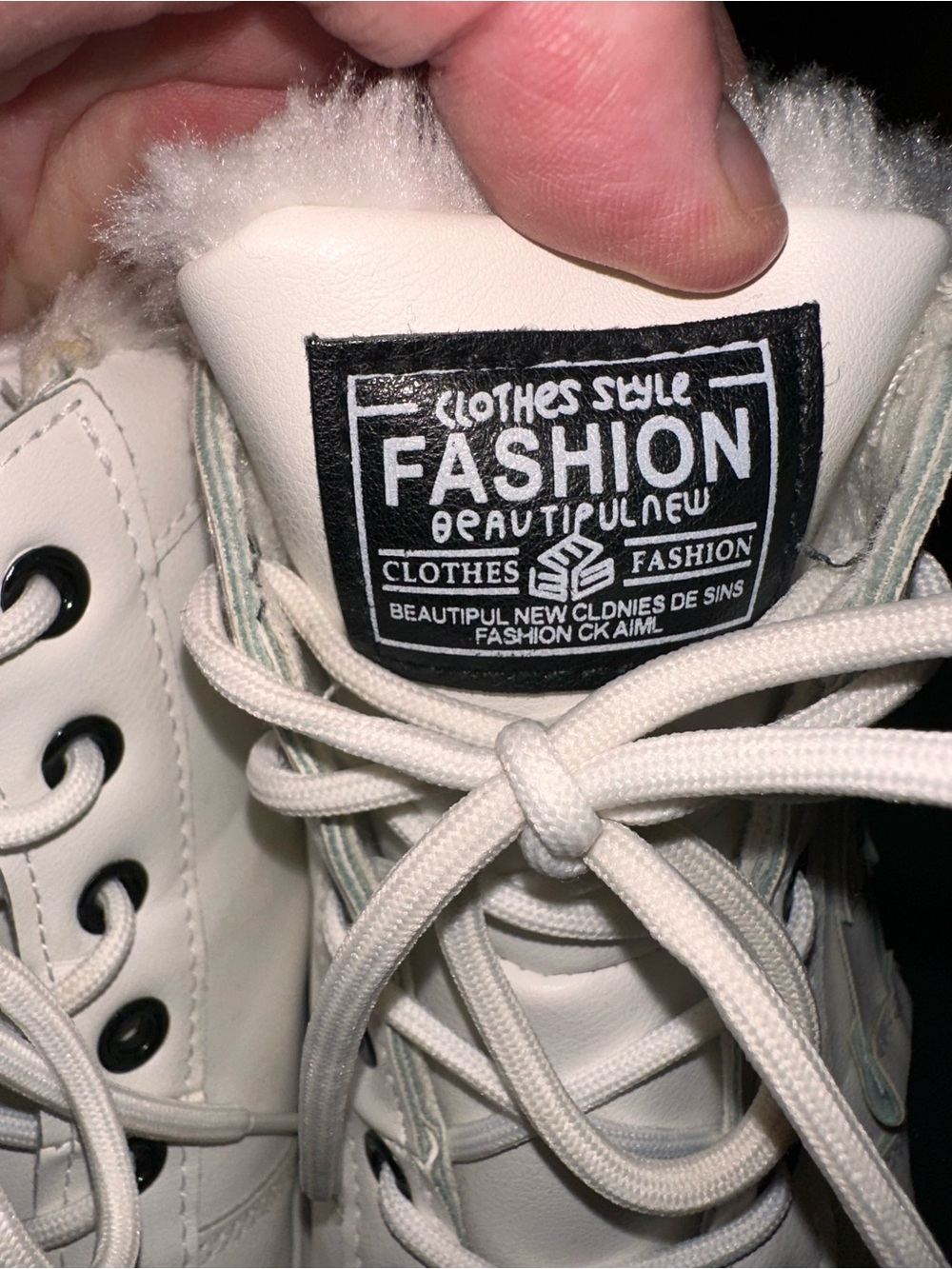 ⭐️ White Fashion Fleece Lined High-Top Chunky Sneakers (fit 9.5) - Picture 2 of 9